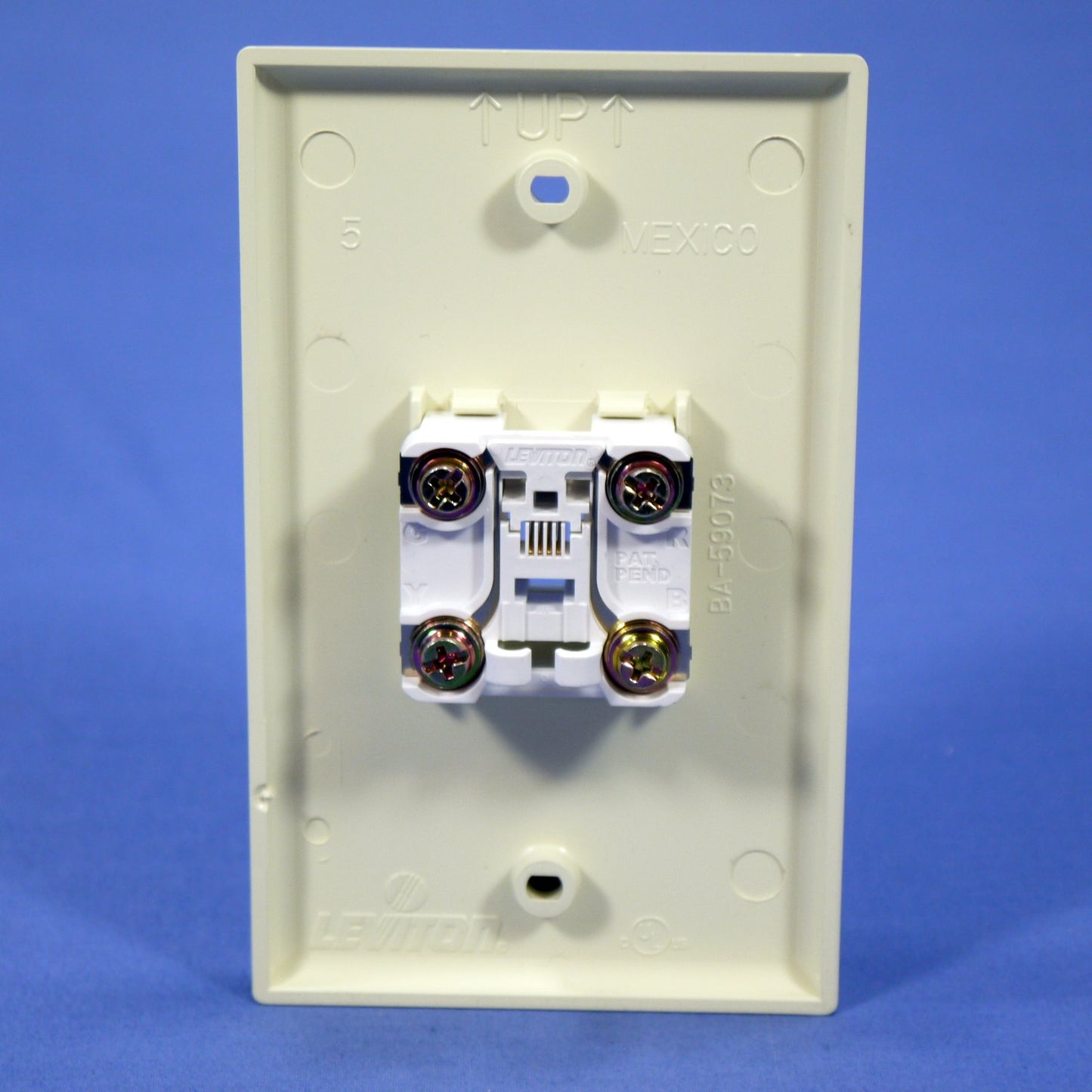 Leviton Almond 4-Conductor 625B4 Flush Mount Phone Jack Wallplate 6P4C 40949-A