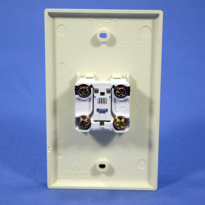 Leviton Almond 4-Conductor 625B4 Flush Mount Phone Jack Wallplate 6P4C 40949-A