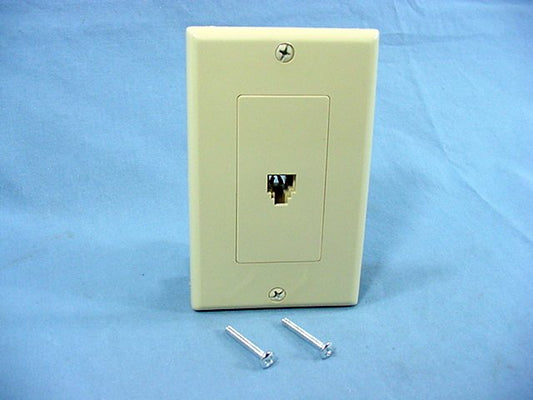 Leviton 40949-ID Ivory Flush Mount Decora Telephone Type 625B4 Jack Wallplate