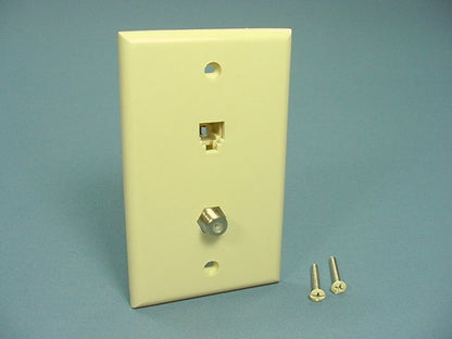 Leviton 40959-I Ivory 1-Gang Phone Jack Coaxial Nylon Standard Wallplate Cover