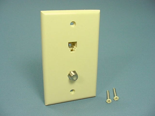 Leviton 40959-I Ivory 1-Gang Phone Jack Coaxial Nylon Standard Wallplate Cover