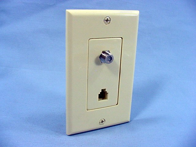 Leviton 40959-ID Ivory 1-Gang Phone Jack F Connector Unbreakable Wallplate Cover