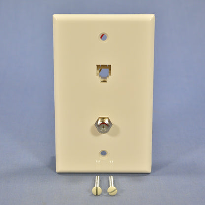 Leviton 40959-T Light Almond 625D Phone Video Jack F-type Wallplate Cover 6P4C