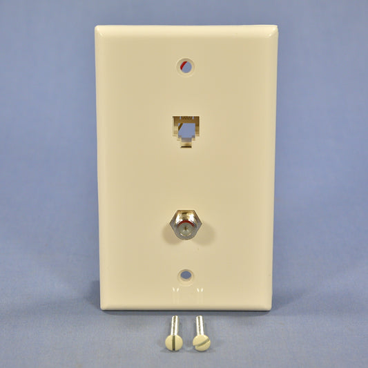 Leviton 40959-T Light Almond 625D Phone Video Jack F-type Wallplate Cover 6P4C