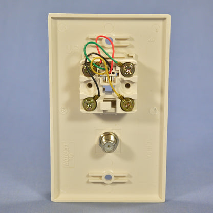 Leviton 40959-T Light Almond 625D Phone Video Jack F-type Wallplate Cover 6P4C