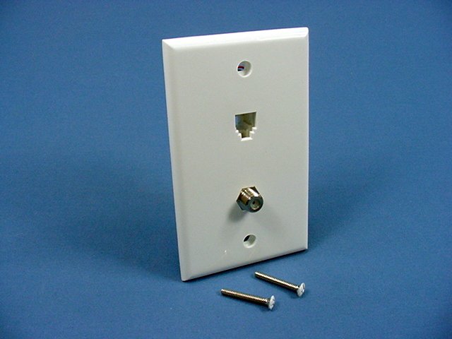 Leviton 40959-W White 1-Gang Phone Jack F Connector Unbreakable Wallplate Cover