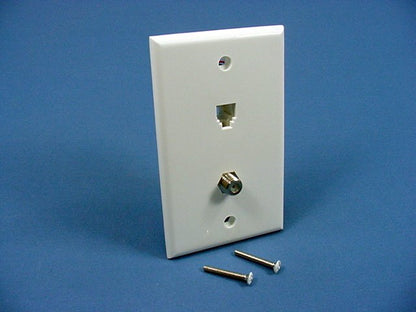 Leviton 40959-W White 1-Gang Phone Jack F Connector Unbreakable Wallplate Cover