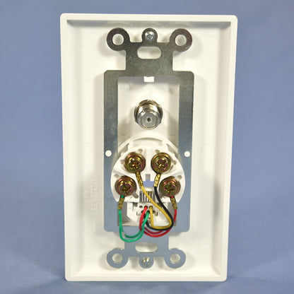 Leviton 40959-WD White Decora Phone Video Jack Wallplate