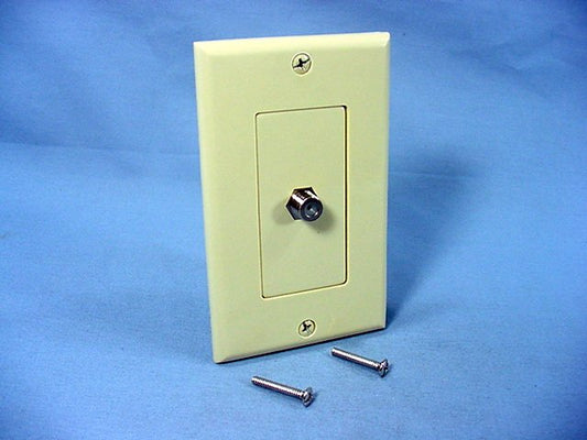 Leviton Ivory Decora Cable Jack Wallplate Coax Video F-Type Connector 40981-ID