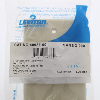 Leviton Almond Cable Jack Wallplate Coaxial Video F-Type Gold Connector 40981-A