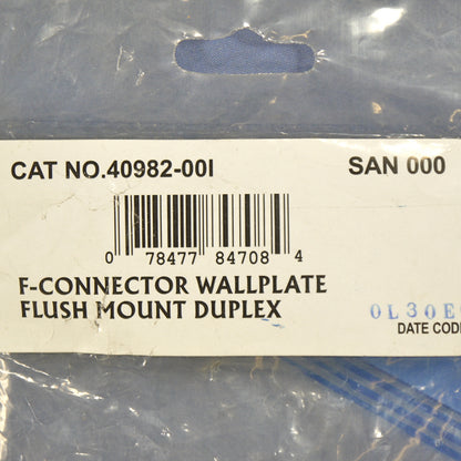 Leviton 40982-I Ivory Dual Coax F-Type Video Cable Jack Standard Wallplate 25pcs