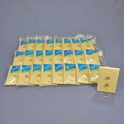 Leviton 40982-I Ivory Dual Coax F-Type Video Cable Jack Standard Wallplate 25pcs