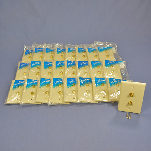 Leviton 40982-I Ivory Dual Coax F-Type Video Cable Jack Standard Wallplate 25pcs