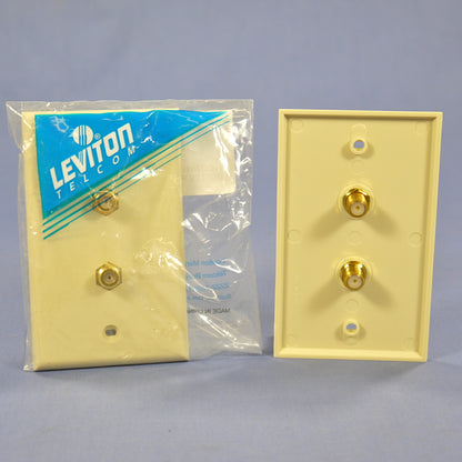 Leviton 40982-I Ivory Dual Coax F-Type Video Cable Jack Standard Wallplate 25pcs