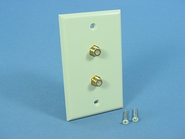 Leviton 40982-I Ivory Dual Coaxial F-Type Video Cable Gold Plated Jack Wallplate