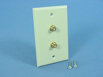 Leviton 40982-I Ivory Dual Coaxial F-Type Video Cable Gold Plated Jack Wallplate