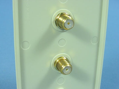 Leviton 40982-I Ivory Dual Coaxial F-Type Video Cable Gold Plated Jack Wallplate