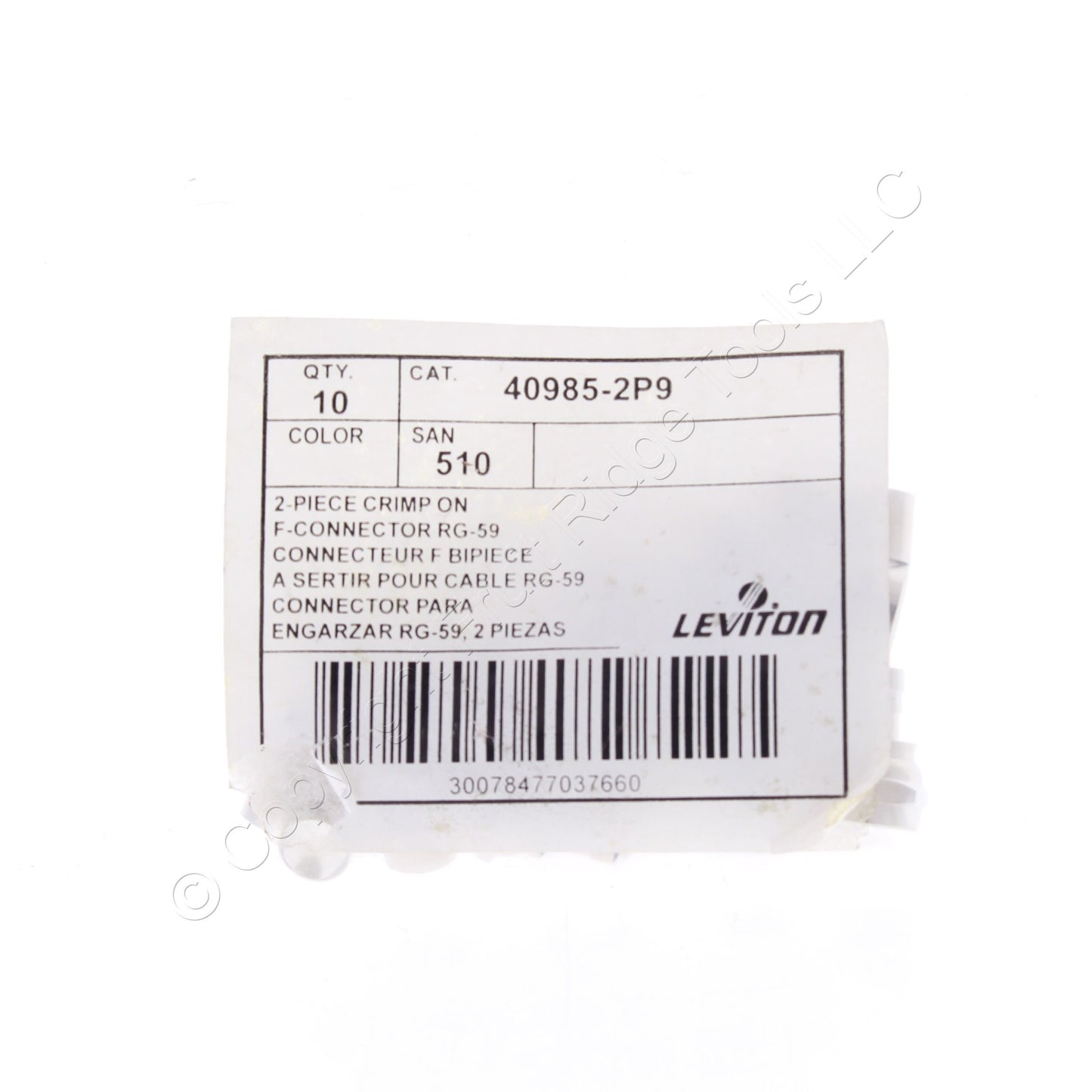 10 Leviton 2-Piece Crimp-On Cable Ends F-Connectors Coax RG59 75 Ohm 40985-2P9