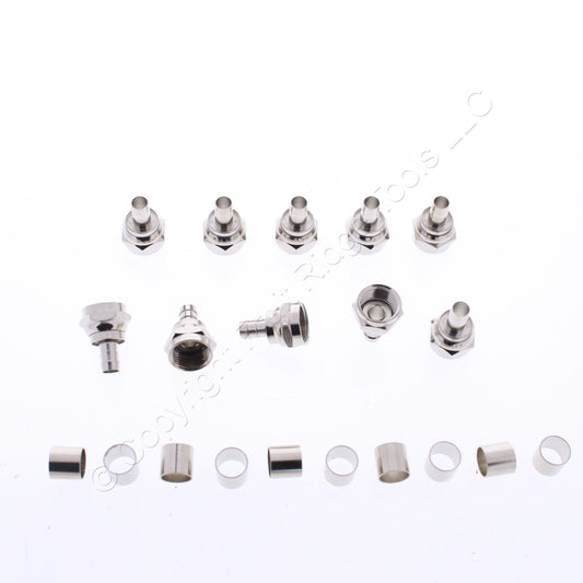10 Leviton 2-Piece Crimp-On Cable Ends F-Connectors Coax RG59 75 Ohm 40985-2P9