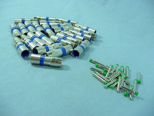 25 Blue Leviton Compression RCA Connectors RG6 Coaxial Cable Universal 40985-CRL