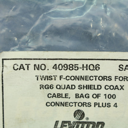100 Leviton Twist-On RG6 Coaxial Cable Ends Connectors RG6 Quad Shield 40985-HQ6