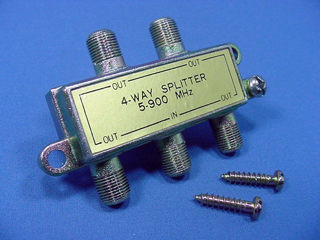 Leviton 900 MHz 4-Way Coaxial F-Type Connector Video Adapter Splitter 40987-4