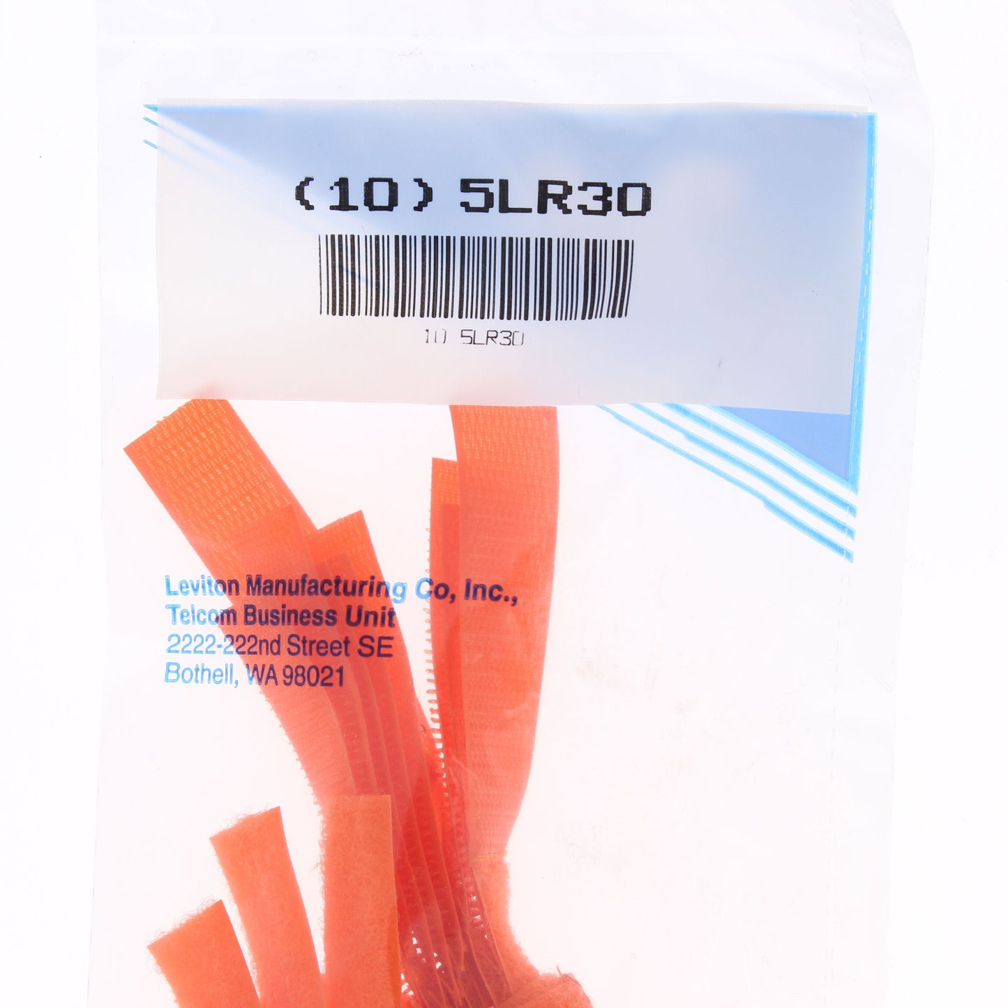 Leviton 41030-OFT Bright Orange Reclosable Fiber Optic Cable Fasteners 10-Pack