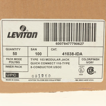 50 Leviton Ivory Surface Mount Modular Phone Jack Type 103 110 8-Wire 41038-IDA