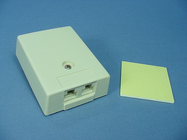 Leviton Duplex Ivory Surface Mount Telephone Jack Type 104/110 4-Wire 41044-IDA