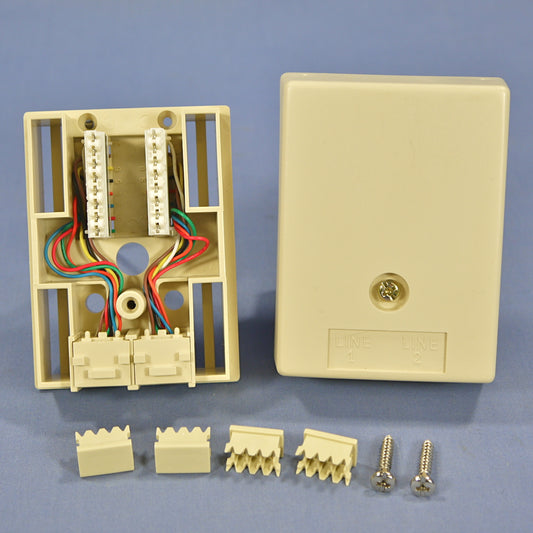 Leviton Ivory Duplex Surface Modular Phone Jack 8-Wire 110-Type Bulk 41048-IDA