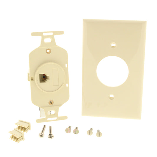 Leviton Ivory Modular Phone Wall Plate 110-Type Telephone 4-Wire Jack 41054-IDD
