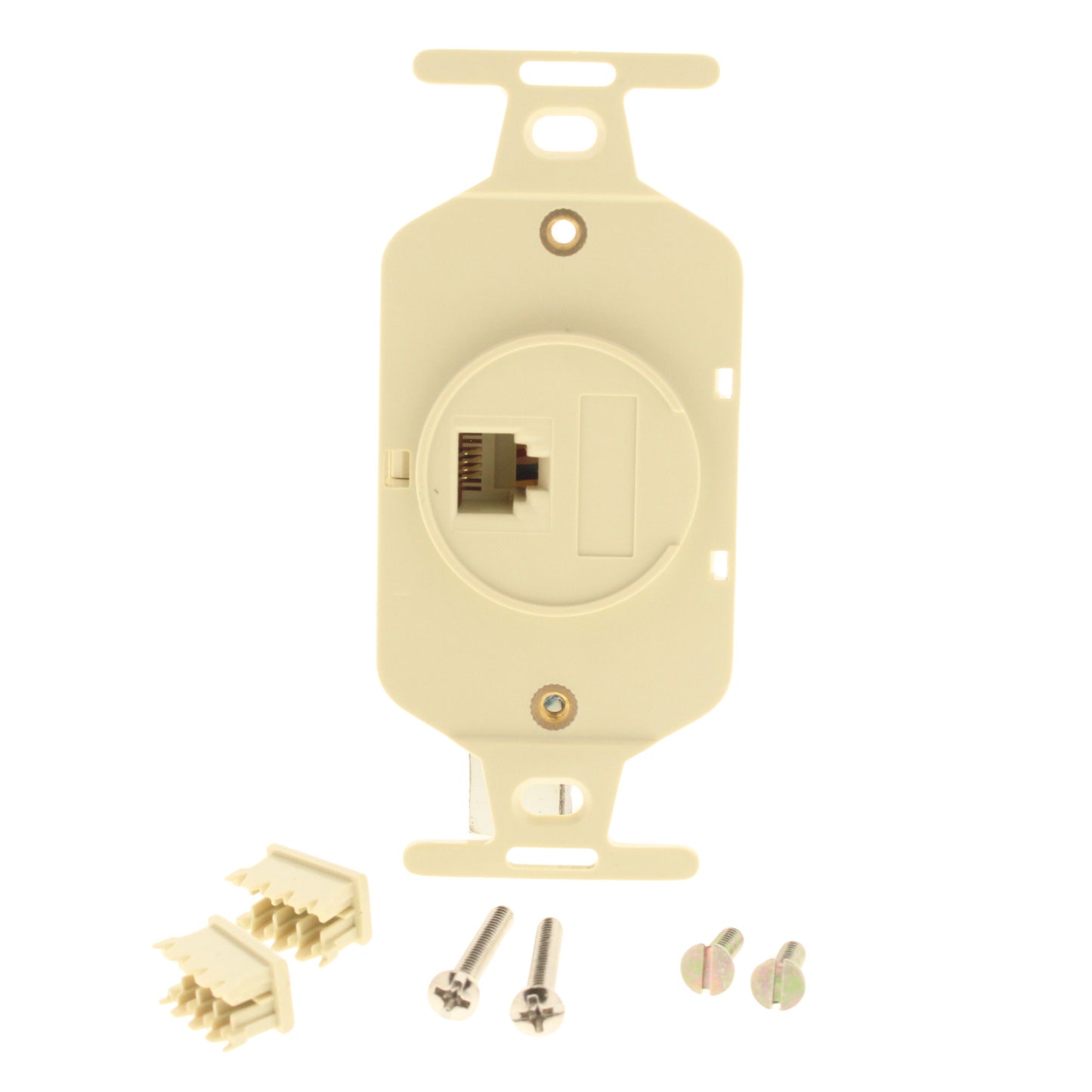 Leviton Ivory Modular Phone Wall Plate 110-Type Telephone 4-Wire Jack 41054-IDD