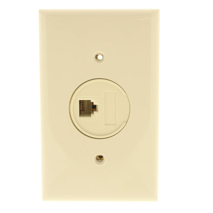 Leviton Ivory Modular Phone Wall Plate 110-Type Telephone 4-Wire Jack 41054-IDD