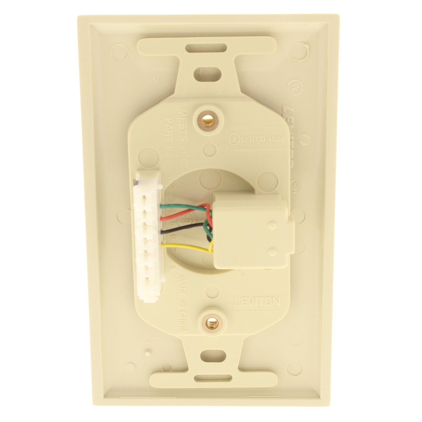 Leviton Ivory Modular Phone Wall Plate 110-Type Telephone 4-Wire Jack 41054-IDD