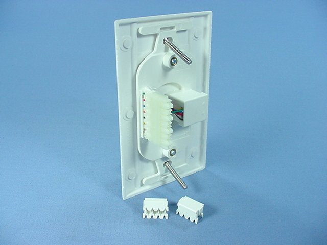 Leviton White Wall Plate 110-Type Telephone 8-Wire T568B Cat 3 WECO 41058-WDA