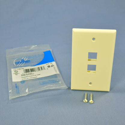 Leviton 41080-2AP Almond 2-Gang 2-Quickort Unbreakable Standard Wallplate Cover