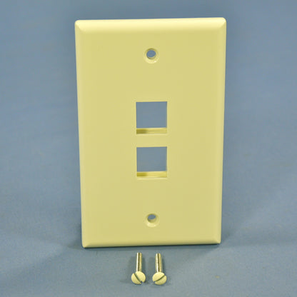 Leviton 41080-2AP Almond 2-Gang 2-Quickort Unbreakable Standard Wallplate Cover