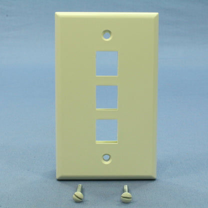 Leviton 41080-3AP Almond 1-Gang Quickport Data 3-Port Nylon Wallplate Cover