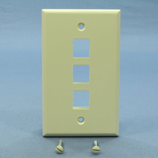 Leviton 41080-3AP Almond 1-Gang Quickport Data 3-Port Nylon Wallplate Cover