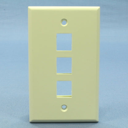 Leviton 41080-3AP Almond 1-Gang Quickport Data 3-Port Nylon Wallplate Cover