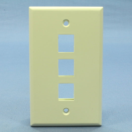 Leviton 41080-3AP Almond 1-Gang Quickport Data 3-Port Nylon Wallplate Cover