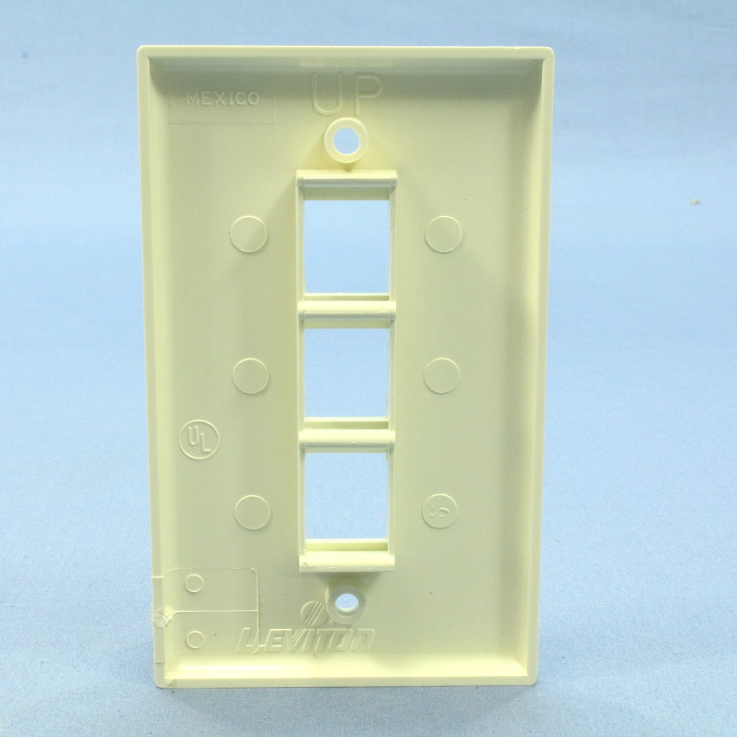Leviton 41080-3AP Almond 1-Gang Quickport Data 3-Port Nylon Wallplate Cover