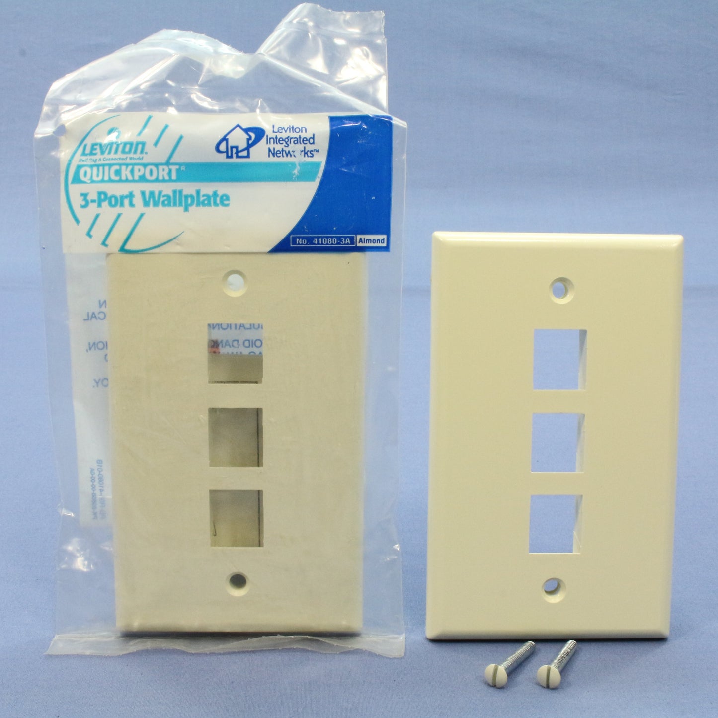 Leviton 41080-3AP Almond 1-Gang 3-Port Unbreakable Nylon Wallplate Cover 2pcs