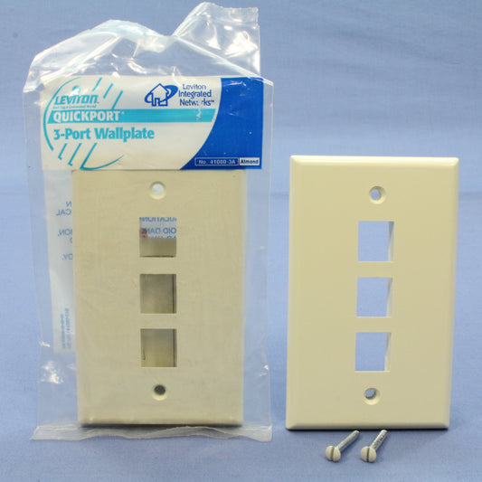 Leviton 41080-3AP Almond 1-Gang 3-Port Unbreakable Nylon Wallplate Cover 2pcs