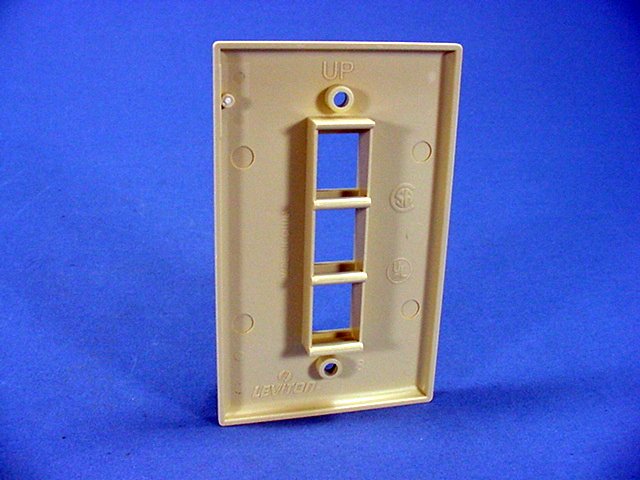 Leviton 41080-3IP Ivory 1-Gang 3-Port Unbreakable Nylon Standard Wallplate Cover
