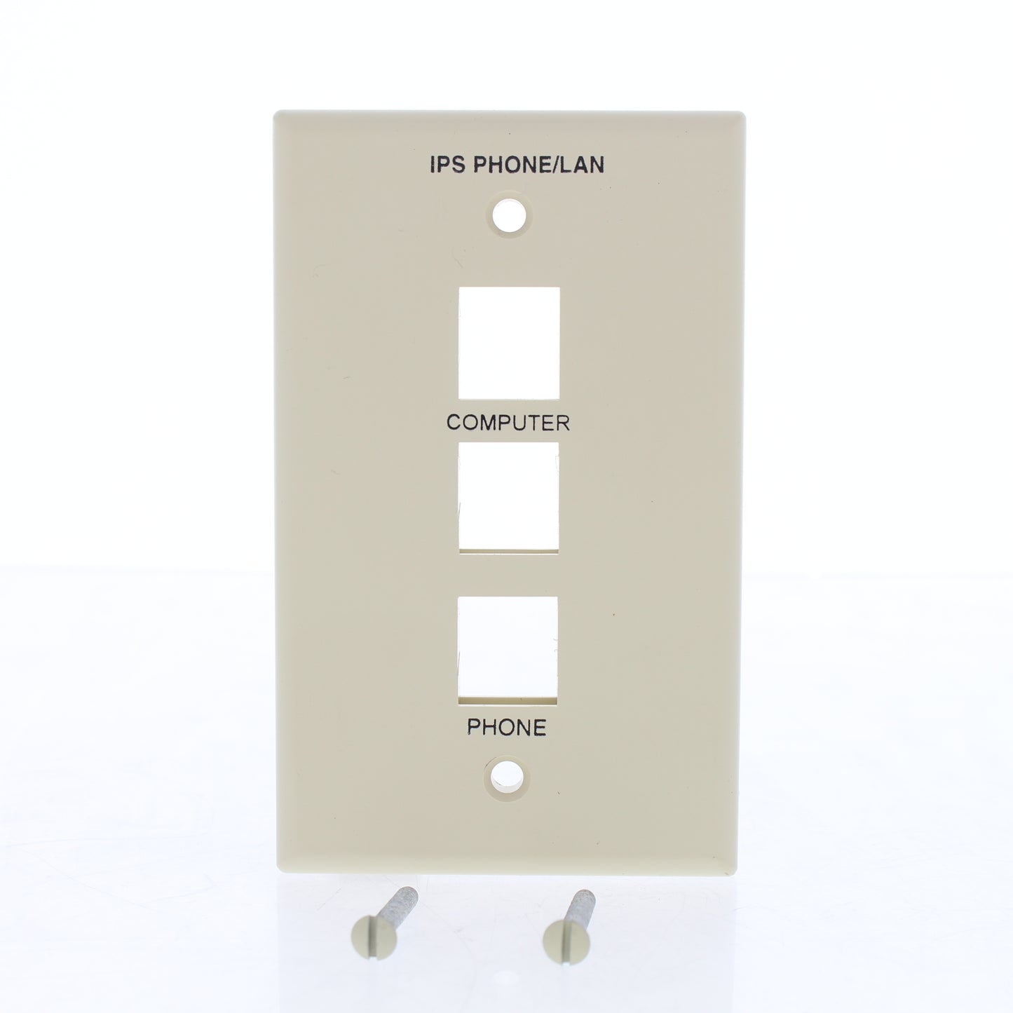 Leviton 41080-3PC Ivory 1-Gang 3-Port Nylon Wallplate Cover Computer Phone IDs