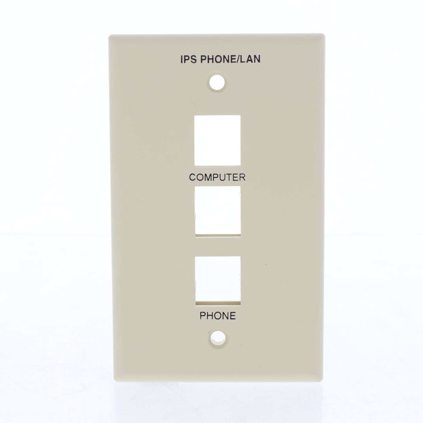Leviton 41080-3PC Ivory 1-Gang 3-Port Nylon Wallplate Cover Computer Phone IDs