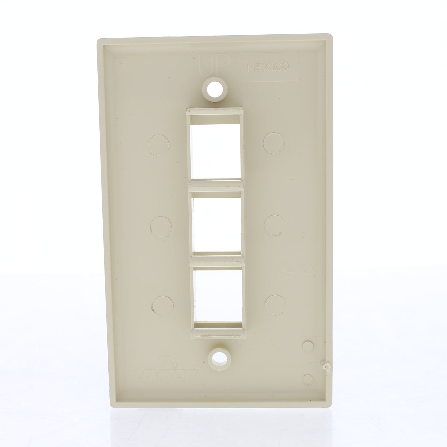 Leviton 41080-3PC Ivory 1-Gang 3-Port Nylon Wallplate Cover Computer Phone IDs
