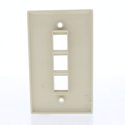 Leviton 41080-3PC Ivory 1-Gang 3-Port Nylon Wallplate Cover Computer Phone IDs