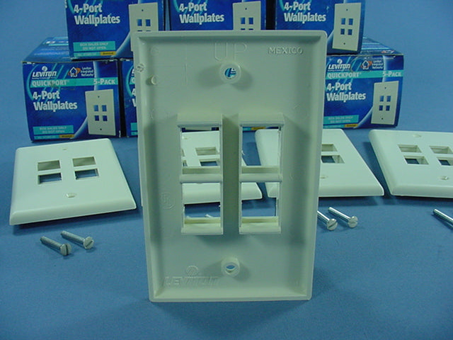Leviton 41080-4AP Almond 1-Gang 4-Port Unbreakable Nylon Wallplate Cover 50pcs